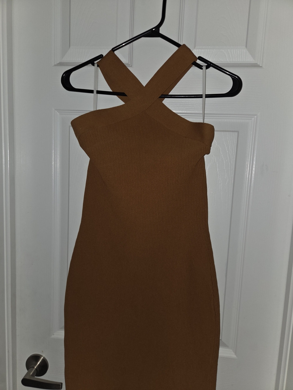 Babaton One-Shoulder Cross-Strap Bodycon Dress in Mustard